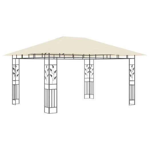 Gazebo with Mosquito Net and String Lights 4x3x2.73 m Cream 180 g/m Sq