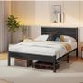 Double Bed Frame with Retro Wooden Headboard  Under-Bed Storage for Medium Bedrooms, Master/Guest Room, Couples, Heavy Duty Metal Frame 800 lbs, Noise-Free Sleep, Easy Assembly, Black Oak Image 7