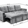 Grey velvet Corner Sofa Bed with Storage 215cm Image 3