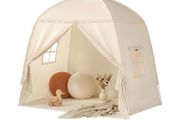 Children's Play Tents Large -Canopy Bed Toddler Double Single for Boys &amp; Girls - Baby Floor Playhouse Inside Sleeping for Playroom Gift Toys (Cream