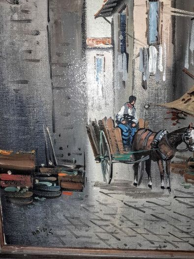 Detailed oil painting on board