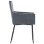 Dining Chairs with Armrests 6 pcs Grey Faux Suede Leather Image 4