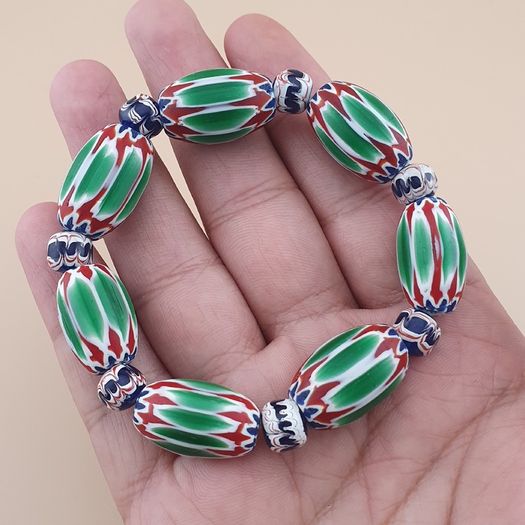 Vintage Venetian Style Chevron Beads Bracelet
