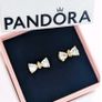 Pandora Gold Sparkling Bow Earrings Brand New Image 7