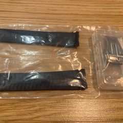 Omega style blue rubber strap with folding clasp. Replacement Watch Band
