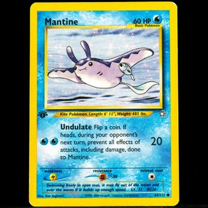 Mantine 1st Edition 64/111 Common Neo Genesis WOTC Pokemon Card 2000 Vintage