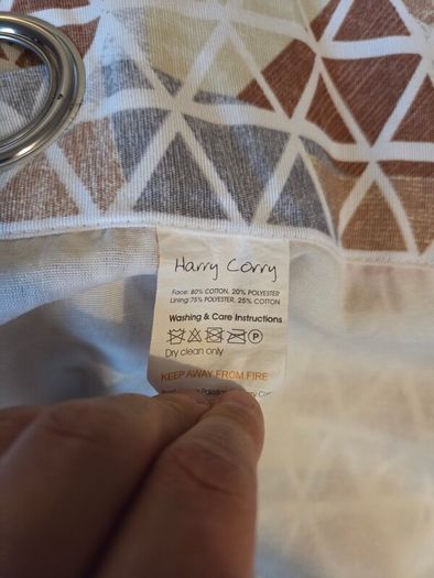 Harry Corry Geometric Lined Eyelet Curtains 2 Matching Pairs