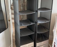 RIGGA clothes rack x 2, SKUBB hanging x 2, SKUBB drawers x 4