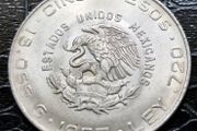 1957 Mexico Hidalgo Silver 5 Pesos coin