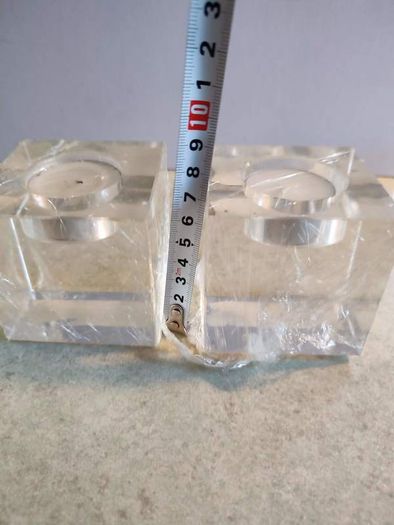 Set Of 2 Clear Glass Night Light Candl Holder.