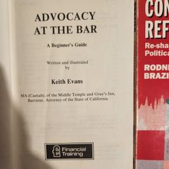 Advocacy At The Bar  By Keith Evans. A Beginners Guide. Hardback In Good Condition.