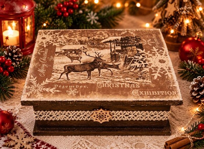 Christmas wooden gift box