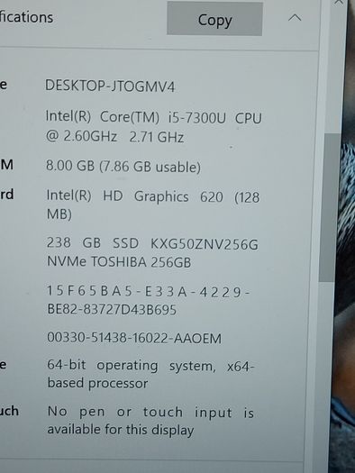 DELL Latitude 5490, Intel Core i5-7300U CPU, 2.71GHz. 8GB Ram, 256GB SSD, Windows 10 Pro, Microsoft Edge, Chrome and VLC