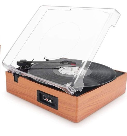 Belt-Drive 3-Speed Stereo Turntable with Built in Speakers, Supports Vinyl to MP3 Recording, USB MP3 Playback, and RCA Output, Natural Wood (FREE POSTAGE)