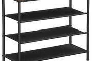 _Shoe Rack 4 Tier Shoe Rack Narrow 3 Tier Polyester Fabric Metal Frame Hallway Entrance Industrial Design Vintage Brown/Black
