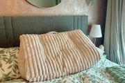 Reading / TV cushion (pale pink faux fur)