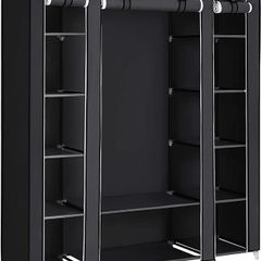 Canvas Folding Camping Wardrobe Extra Large 175 x 150 x 45 cm Gray