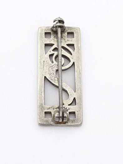 Vintage 925 Sterling Silver Mackintosh Style Geometric Scroll Brooch