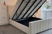 Ottoman Upholstered Bed, Double Bed with Hydraulic Lifting Bar, Height Adjustable Padded Headboard, Metal Slatted Frame, Youth Bed, Adult Bed