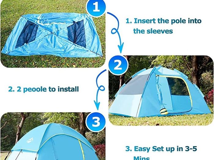Camping Tent for S(1-2)/L(2-3) Person, Dome Tent 4 Seasons Waterproof &Windproof Easy Set Up Lightweight Tent Outdoor Tent for Camping, Hiking, Backpacking Tent (FREE POSTAGE)