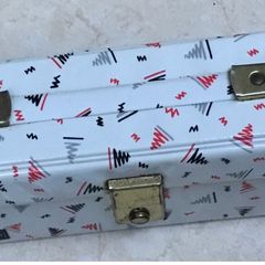 Retro White Squiggly cassette tape storage case