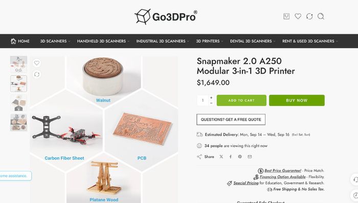 Snapmaker 2.0 A250T 3-in-1 3D Printer + 10W Laser & Extras