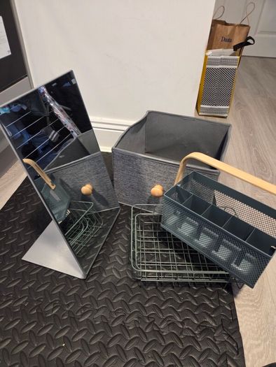 baskets and mirror