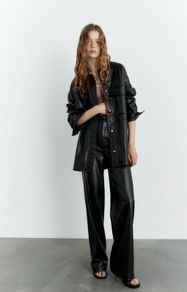 Zara Black Leather Overshirt
