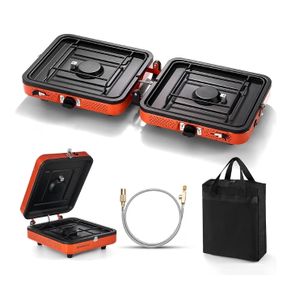Portable 2 Burner Camping Stove, 4400w Camp Stove Lightweight Gas Stove for Camping Cooking Outdoor Backpacking and Picnic