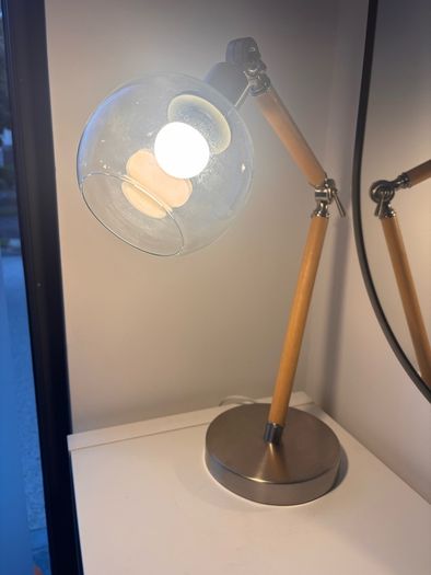 Adjustable Wood & Glass Desk Lamp