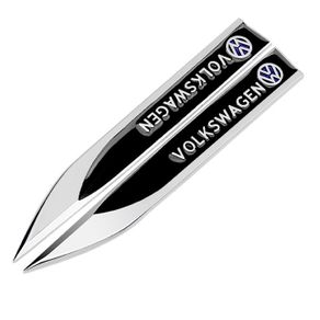 2PCS Metal Alloy Car Body Side Wing Fender Decoration Stickers For Volkswagen VW R Line R32 Touareg Passat Polo 4 Motion MTM