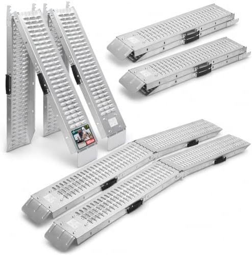Folding Loading Ramps 180cm Heavy Duty Pair 400kg Capacity, Non-Slip Surface, Portable Foldable Design for Motorcycle, Mobility Scooters, Lawn Mower, Quad, and ATV