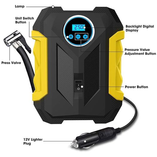 Portable Automobile Air Compressor Digital Tire Inflation Pump LED Lamp Tire Compression Pump Compressor For Car 12v