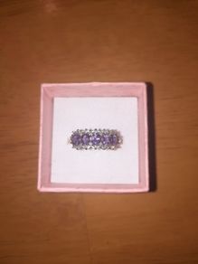 9C Yellow Gold Diamond and Amythest Dress Ring