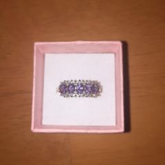 9C Yellow Gold Diamond and Amythest Dress Ring