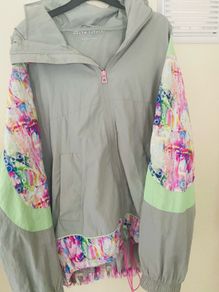 Helen Steele grey and floral Jacket with hood that folds into the collar