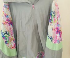 Helen Steele grey and floral Jacket with hood that folds into the collar