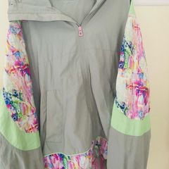 Helen Steele grey and floral Jacket with hood that folds into the collar