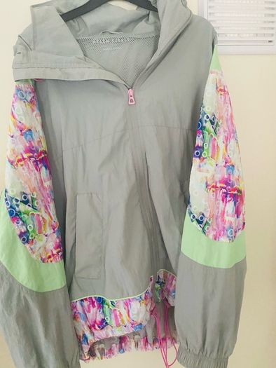 Helen Steele grey and floral Jacket with hood that folds into the collar
