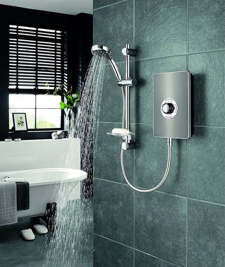 Collection 2 | Shower Electric | 9.5 KW | Triton Aspirante I Gun Metal I Electrical Showers | with Showerhead and Anti Twist Hose | Best Electric Shower Units for Bathrooms