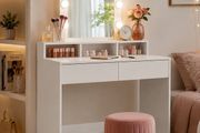 Dressing Table with LED Mirror White or Black Hollywood  &amp; Storage Drawers