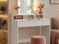 main image for ad Dressing Table with LED Mirror White or Black Hollywood  &amp; Storage Drawers