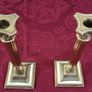 Pair Antique And Shiny Solid Brass Art Deco Ornate Corinthian Column Candlestick Holder Image 3