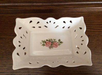 Large Floral Pierced Ceramic soap dish /trinket dish