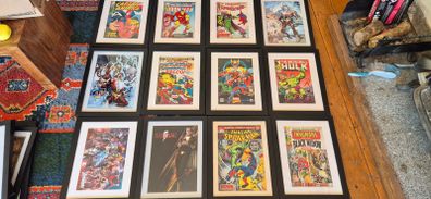 Set of 12 Framed Marvel Comic Pictures