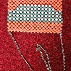 unusual vintage style orange beaded bag