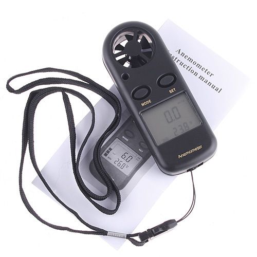 New LCD Digital Wind Speed Gauge Meter Anemometer & Thermometer + Battery #301