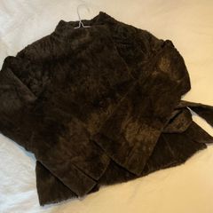 Genuine Y2K Dark brown faux fur jacket with tie belt from Principals 8