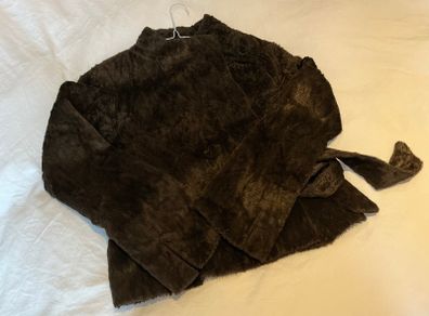 Genuine Y2K Dark brown faux fur jacket with tie belt from Principals 8