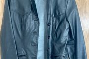 Women's real genuine leather River Island jacket coat black size S/M